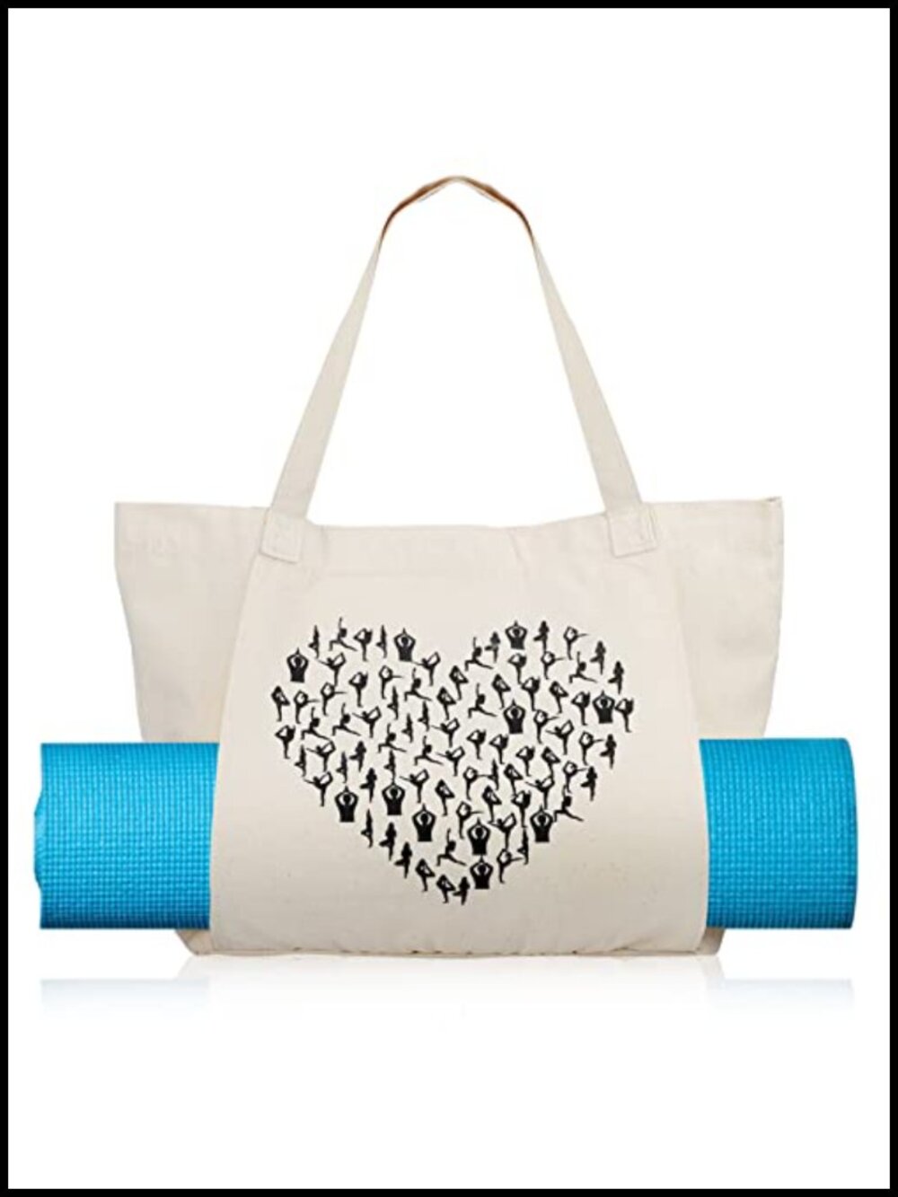 Canvas Yoga Mat Carrier Tote Bag with Side Sleeve Large Gym Tote